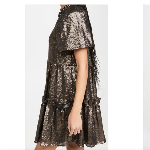 Sea New York Rachelle Puff Sleeve Dress in Bronze Size Large NWT Pockets - Picture 4 of 13